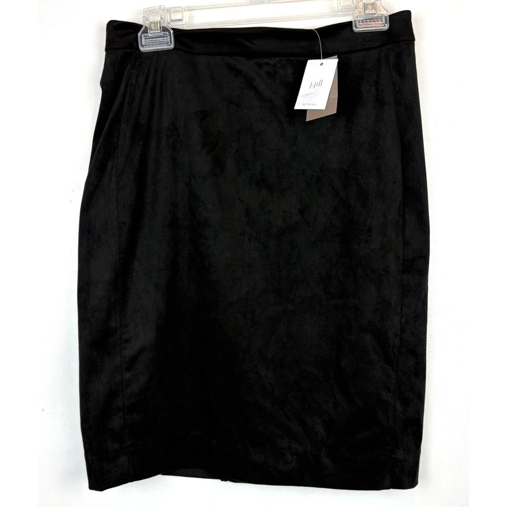 Christian Siriano J Jill Faux Suede Knee Pencil Skirt Small Petite Black Capsule